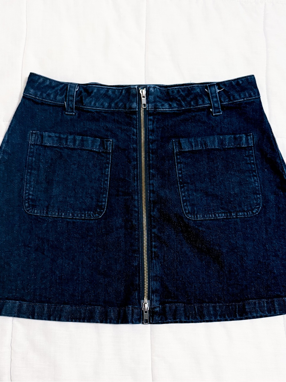 Madewell denim zip up mini skirt